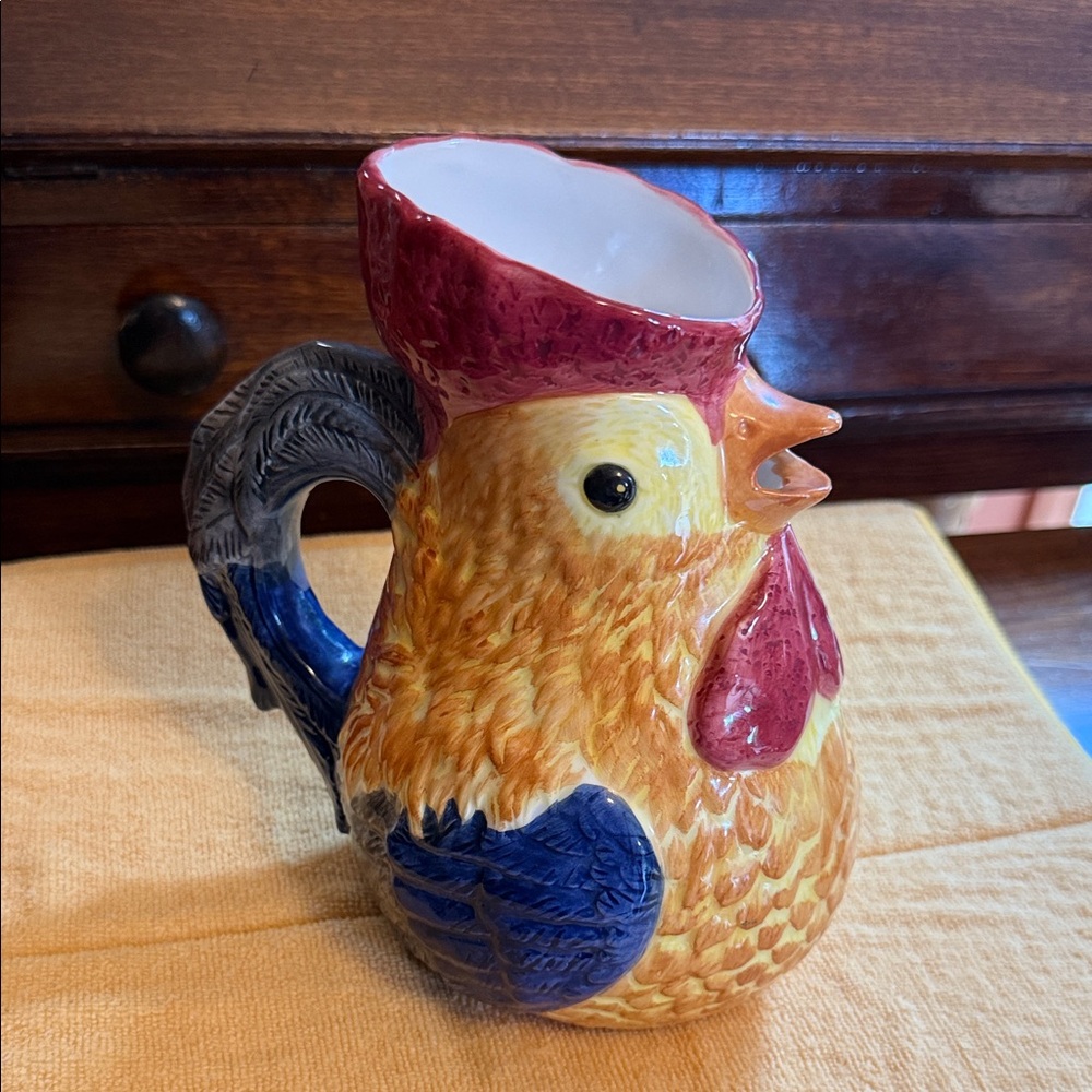 Colorful Rooster Ceramic Pitcher